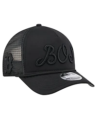 New Era Men's Black Boston Red Sox City Initial 9FORTY A-Frame M-Crown Adjustable Trucker Hat
