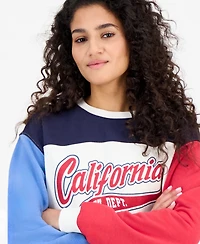 Madden Girl Juniors' Colorblocked Graphic-Print Fleece Sweatshirt