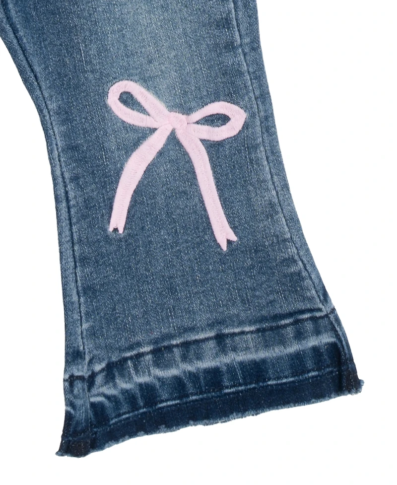 Rare Editions Baby Girls 2-Piece Knit Top and Bow Flare Jeans Set