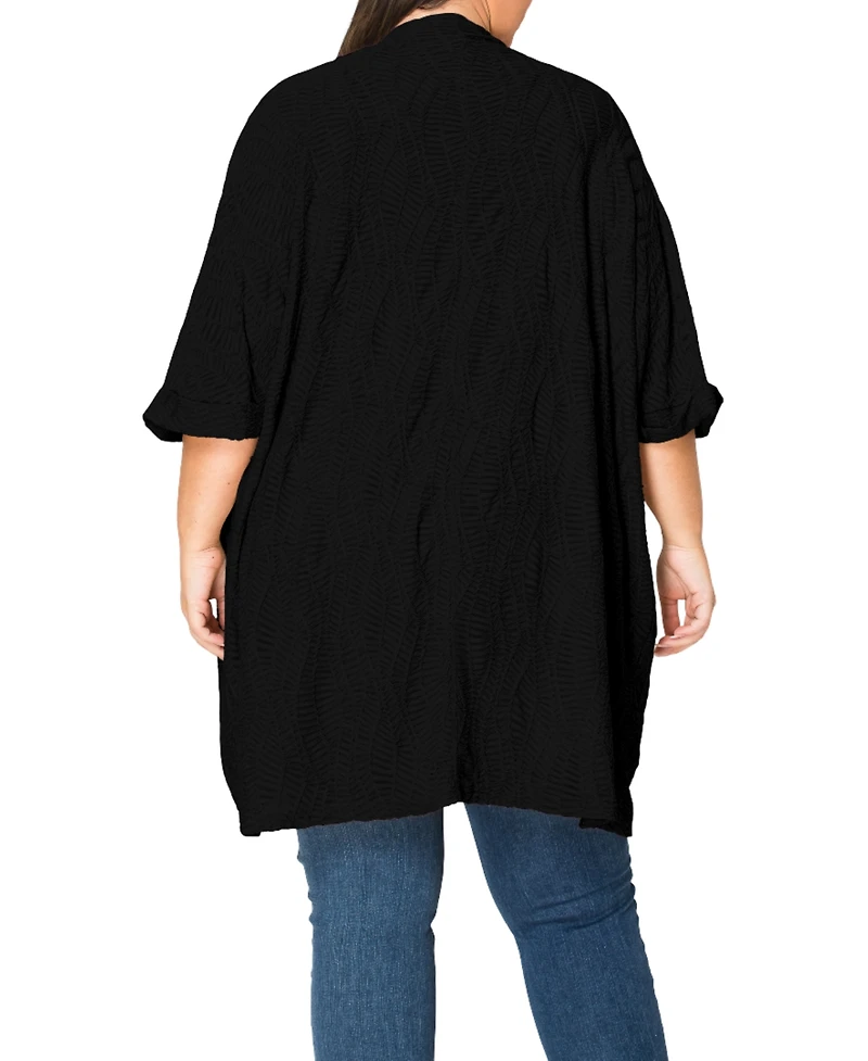 Coin 1804 Plus Spiral Wave Texture Dolman Cardigan Sweater