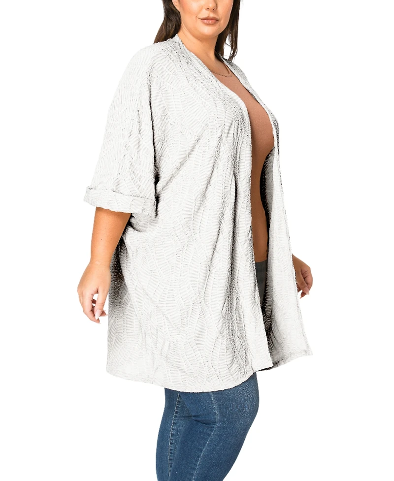 Coin 1804 Plus Spiral Wave Texture Dolman Cardigan Sweater