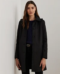 Lauren Ralph Womens Hooded A-Line Raincoat