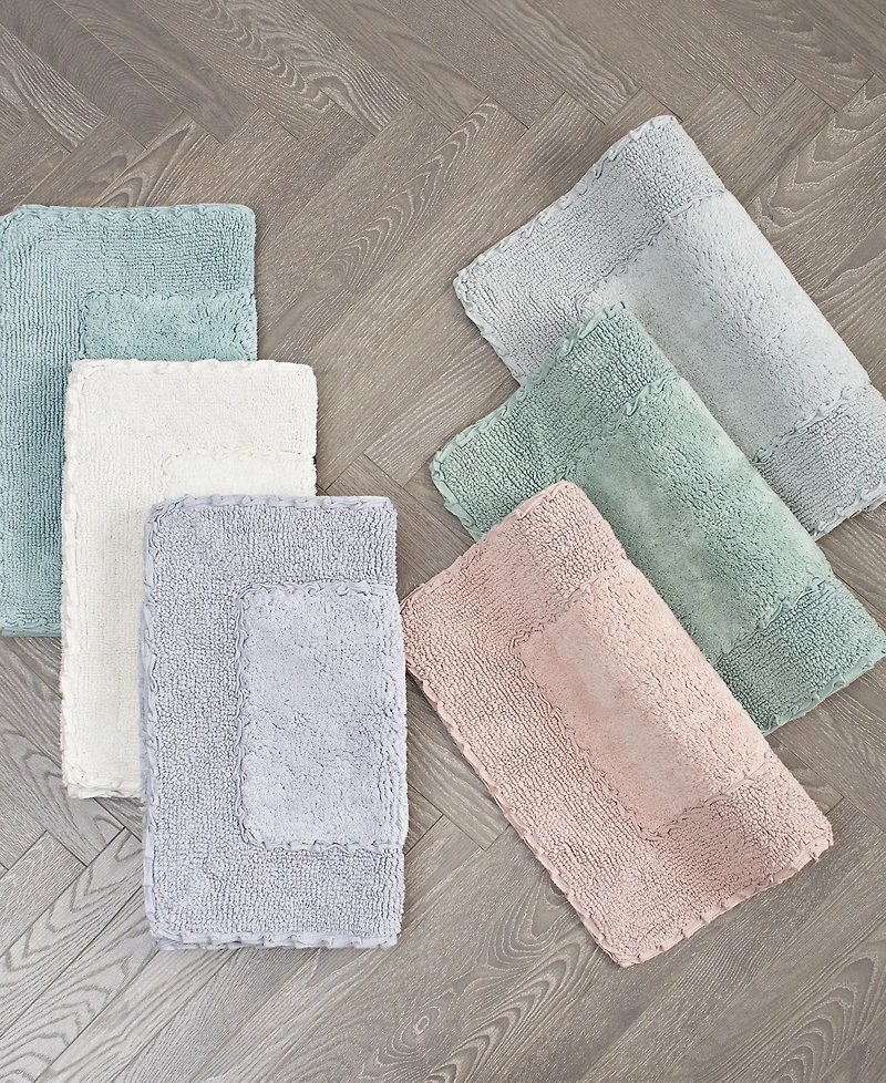 Laura Ashley Cotton Ruffled Bath Rug, 27" x 45"