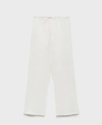 Mango Women's Bow Detail Fluid Ramie Pants
