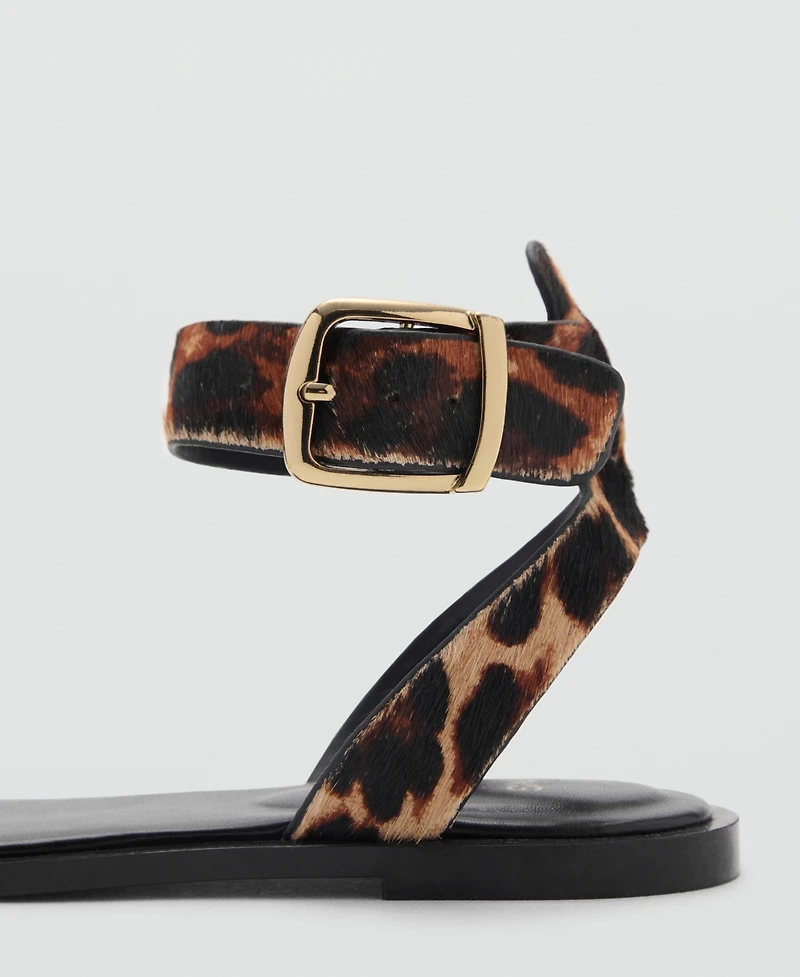 Mango Women's Animal Print Leather Sandals