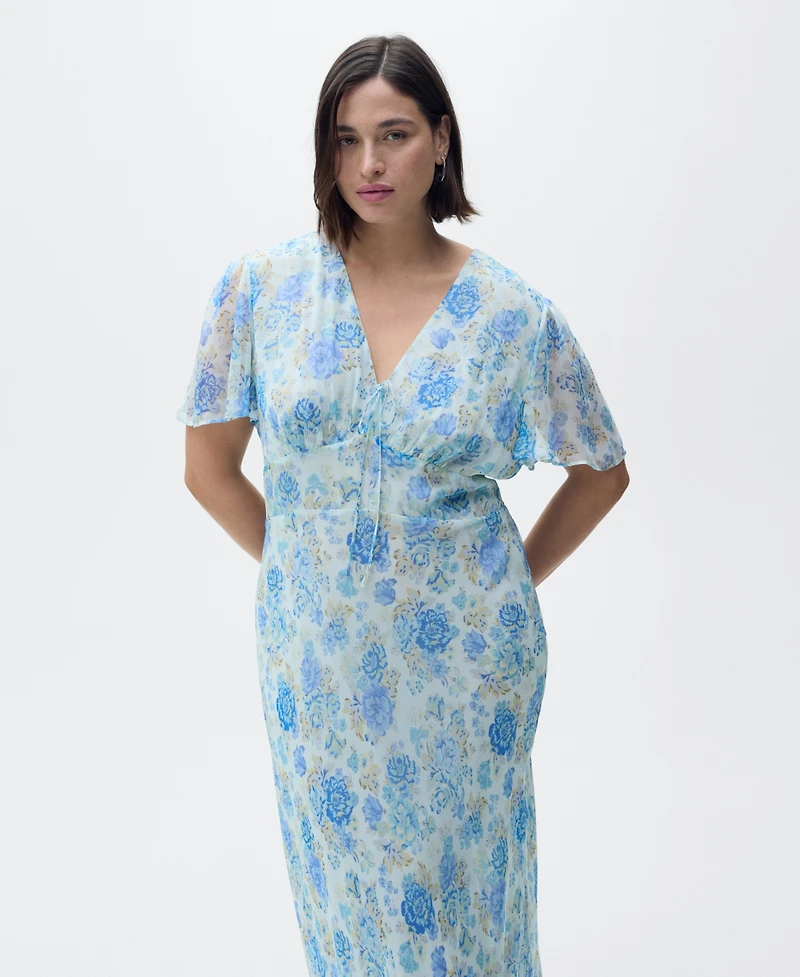 Mango Women's Short Sleeves Floral Dress