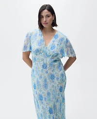 Mango Women's Short Sleeves Floral Dress