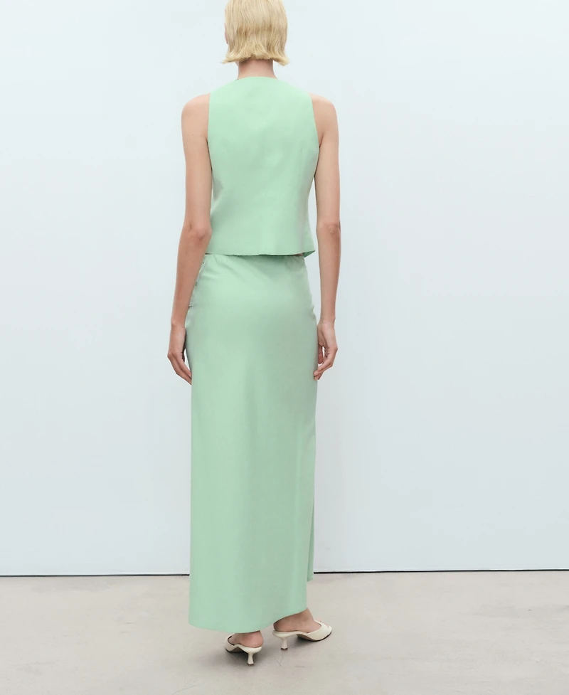 Mango Women's Linen-Blend Straight Skirt