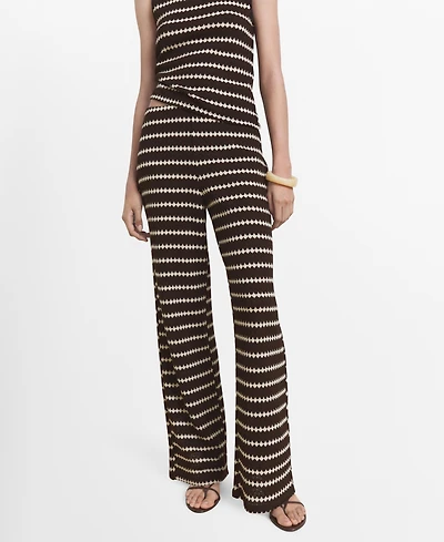 Mango Women's Geometric Print Knitted Pants