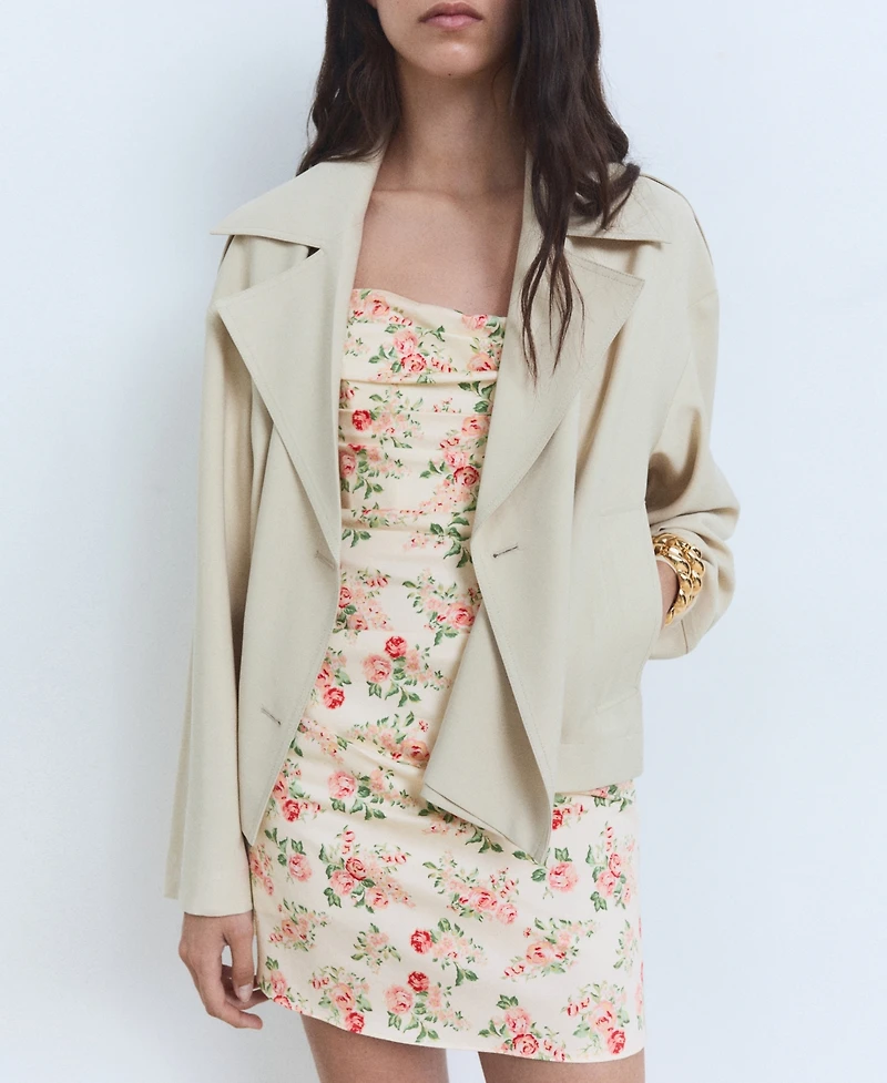 Mango Women's Strapless Floral Dress