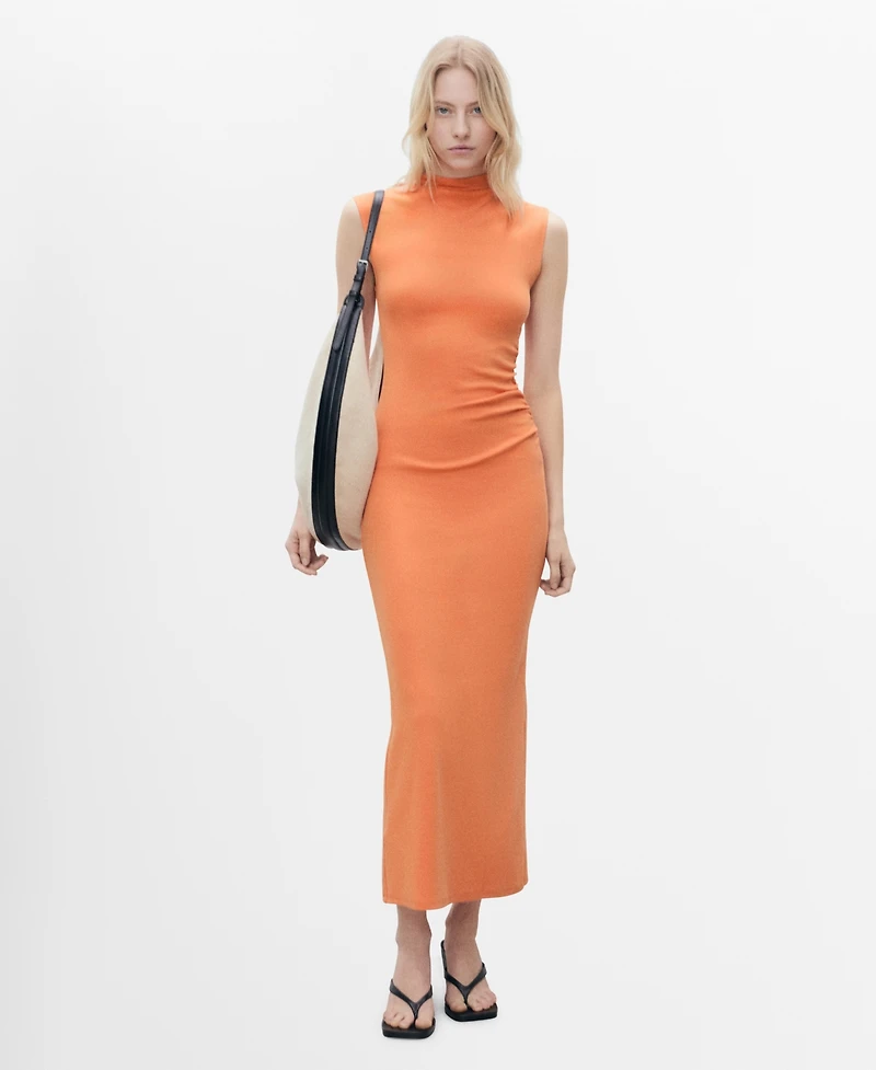 Mango Women's Perkins Collar Draped Dress