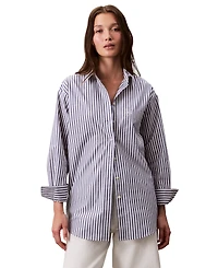 Calvin Klein Jeans Women's Striped Cotton Poplin Button-Down Shirt