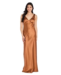 Morgan & Company Juniors' Cowl-Back Charmeuse Gown