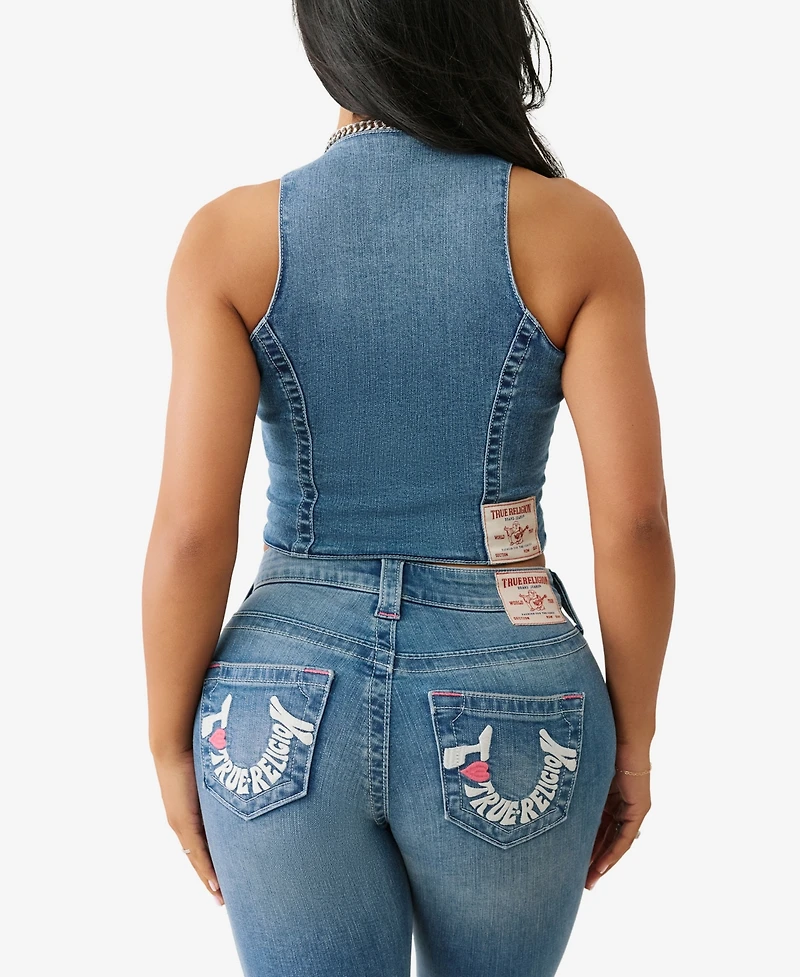 True Religion Women's Scoop Neck Denim Top