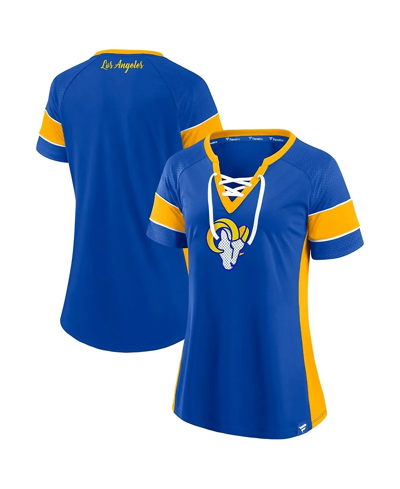 Fanatics Women's Royal Los Angeles Rams Athena Lace-Up Top