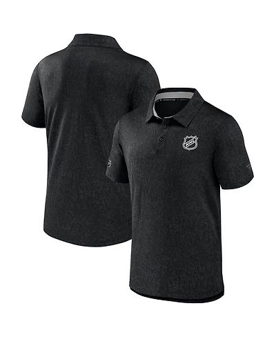 Fanatics Men's Black Nhl-Logo Authentic Pro Jacquard Polo Shirt
