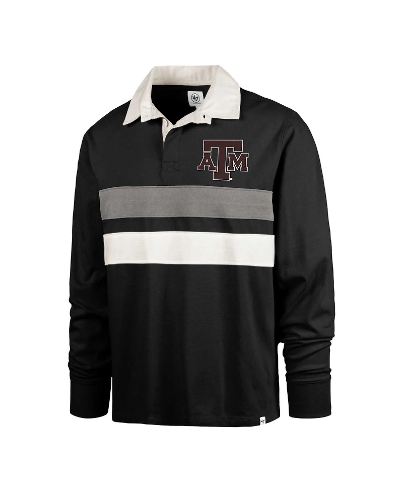 '47 Brand Men's Black Texas A&M Aggies Clubhouse Knox Thames Long Sleeve Rugby Polo Shirt