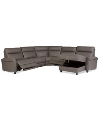 Thandler 5-Pc. Leather Chaise Sectional with 2 Power Recliners, Exclusively at Macy's