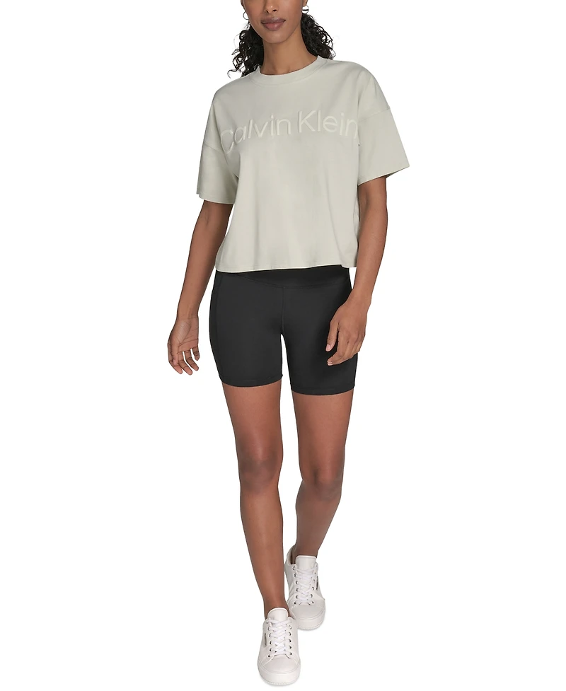 Calvin Klein Performance Women's Cotton Raised Logo Cropped T-Shirt