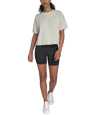 Calvin Klein Performance Women's Cotton Raised Logo Cropped T-Shirt