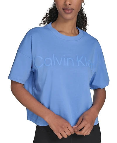 Calvin Klein Performance Women's Cotton Raised Logo Cropped T-Shirt