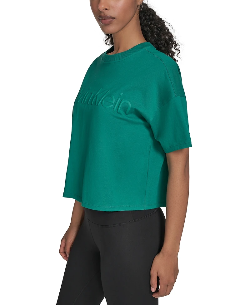 Calvin Klein Performance Women's Cotton Raised Logo Cropped T-Shirt
