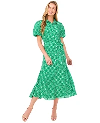 CeCe Women's Flowy Tie Waist Midi Shirt Dress