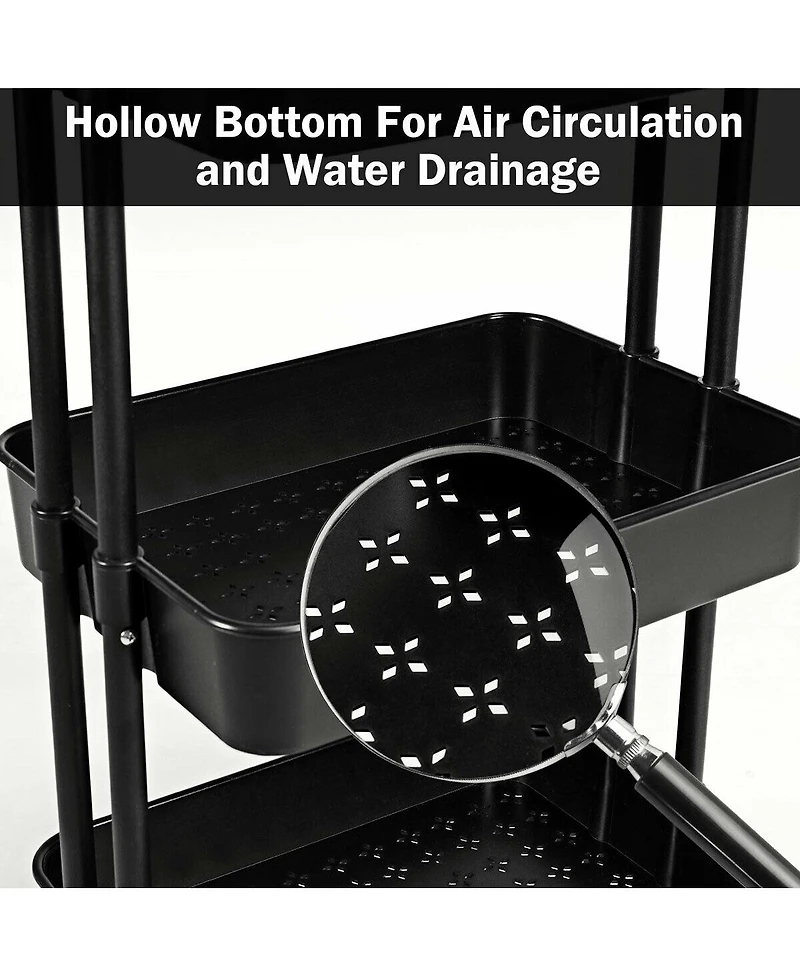 3-Tier Utility Cart Storage Rolling with Casters