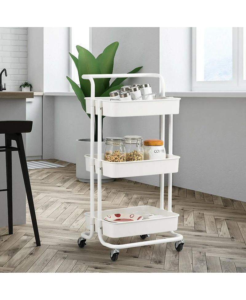 3-Tier Utility Cart Storage Rolling Cart with Casters