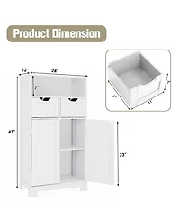 Bathroom Wooden Side Cabinet with 2 Drawers and 2 Doors