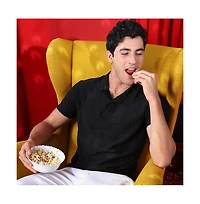 Campus Sutra Men's Onyx Black Hive Polo T-Shirt