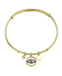 Bling Jewelry Evil Eye Heart Charm Bangle Bracelet Cz Gold Plated Sterling Silver