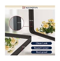 Keonjinn 24x36 Inch Brushed Gold Bathroom Vanity Mirror Tempered Glass Metal Framed