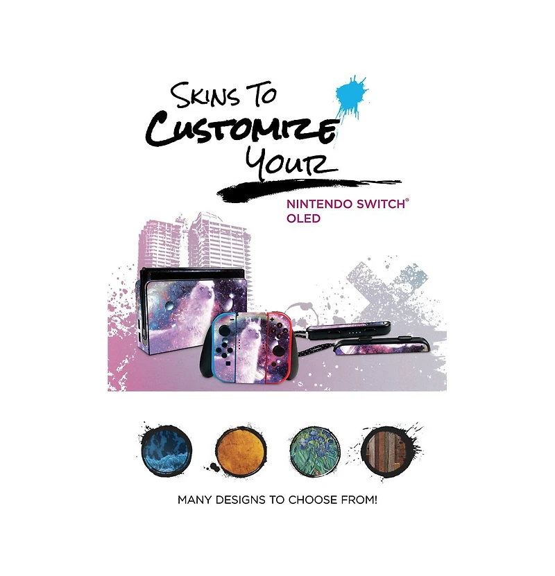 Nintendo Switch Neon Red & Blue Oled Console with MightySkins Console and Controller Skin Voucher and 2 Year Cps Extended Warranty