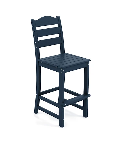 30 Inches Counter Height Hdpe Bar Stool with Backrest and Footrest-Turquoise