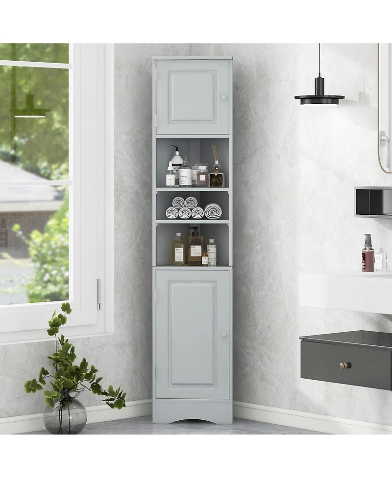 Casainc 66.9"H Tall Corner Cabinet with 2 Doors, Adjustable Shelves