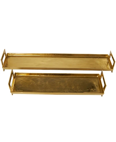 Rosemary Lane Modern Brass Tray, Set of 2