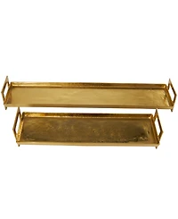 Rosemary Lane Modern Brass Tray, Set of 2