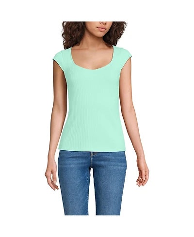 Lands' End Women's Pointelle Cap Sleeve Top
