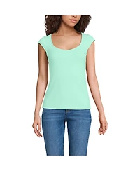 Lands' End Women's Pointelle Cap Sleeve Top