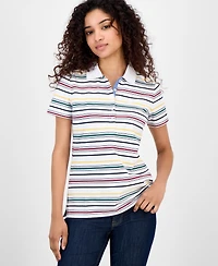 Nautica Jeans Women's Striped Short-Sleeve Polo Shirt