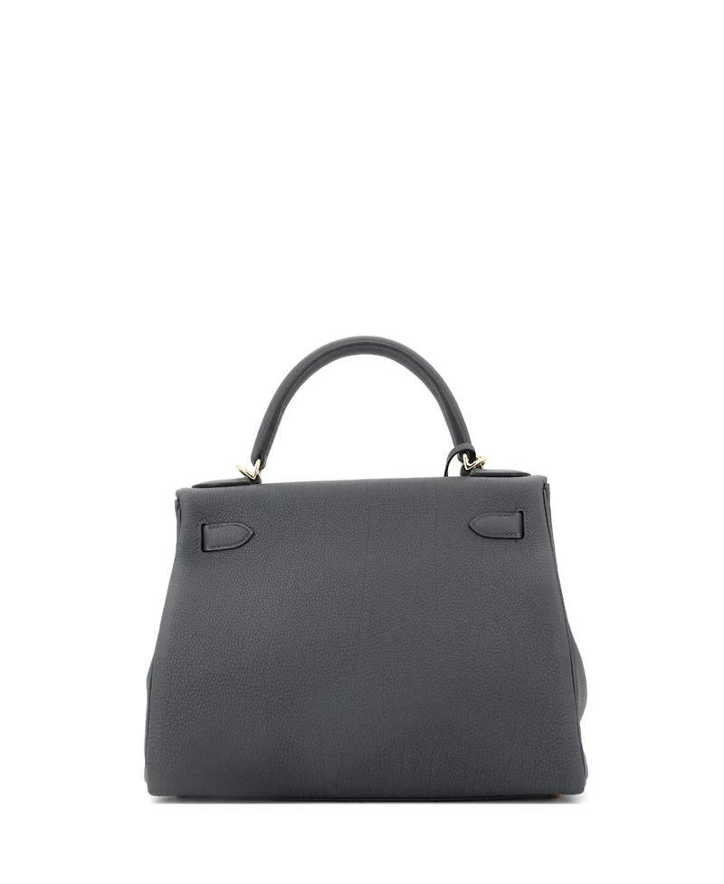 Pre-Owned Hermes Kelly 28 Handbag Grey Togo with Permabrass Hardware