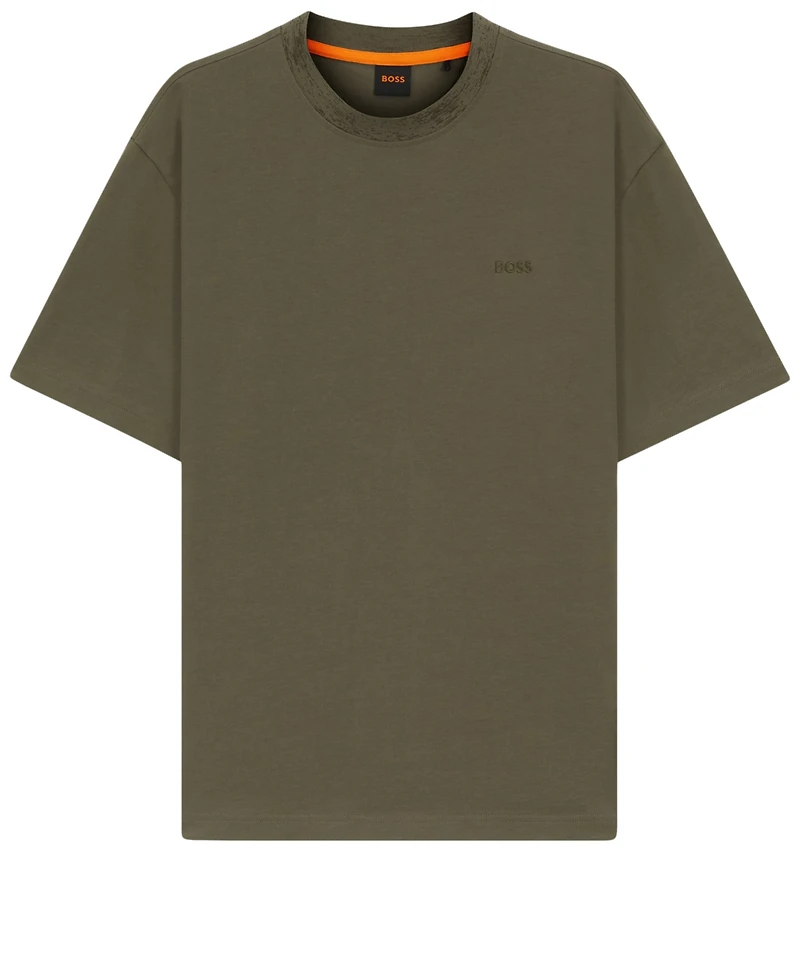 Boss by Hugo Men's Patterned Collar Cotton-Jersey T-Shirt