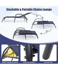 Gymax Lounge Chair Chaise Adjustable Reclining Armrest Patio