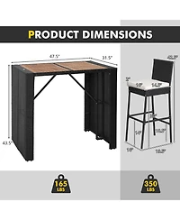 Gymax 5-Piece Patio Rattan Bar Set Outdoor Wicker Set w/ Bar Height Table & 4 Bar Stools