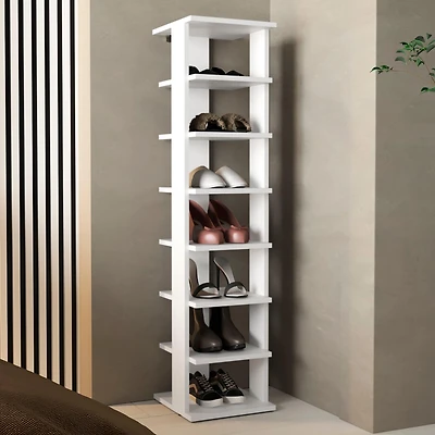 Glacier Shoe Rack, 7 Shelves, White