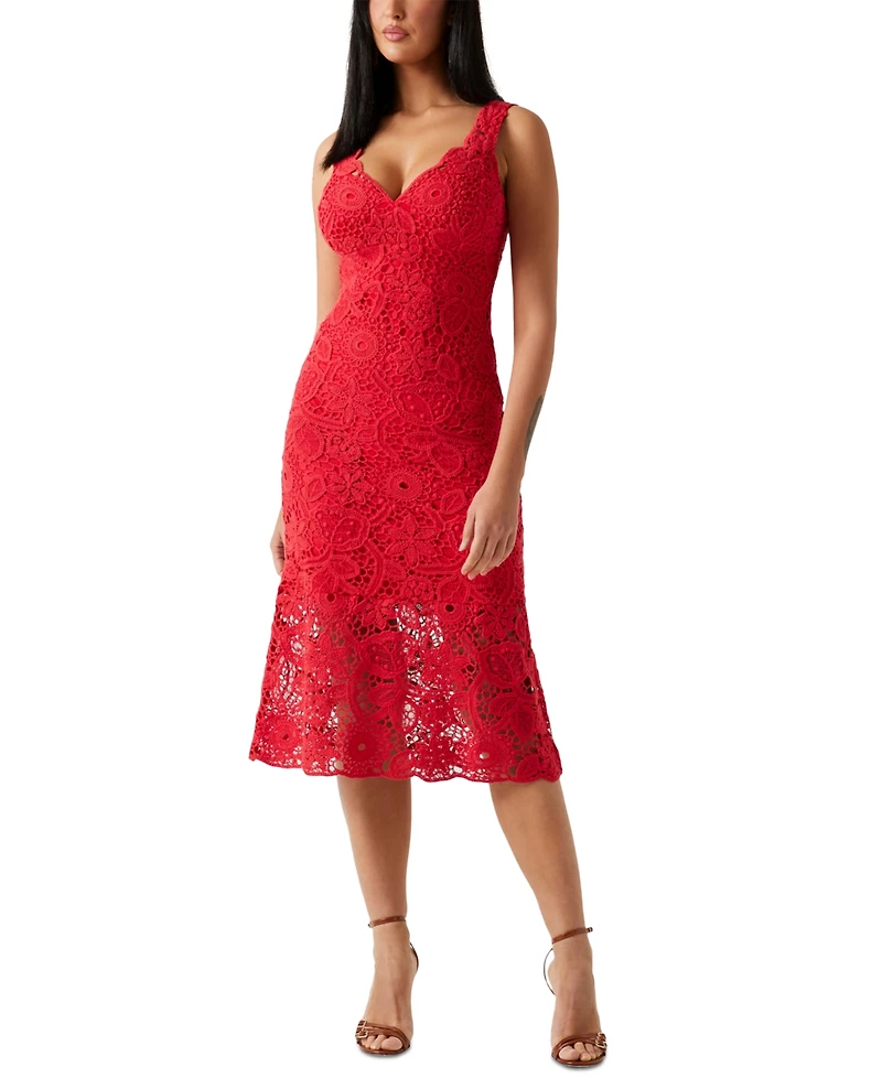 Guess Women's Rosalia Crochet Lace Sleeveless Midi Dress
