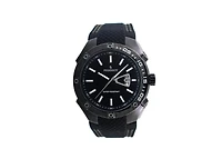 Peugeot Men's 44mm Black Sport Calendar Stitched Rubber Band Watch