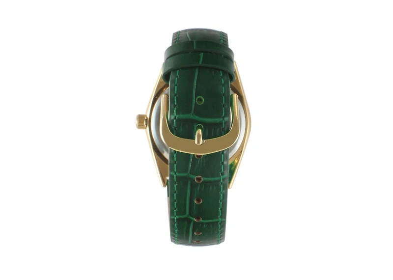 Peugeot Women's Green 36mm Fluted Bezel Watch with Leather Strap