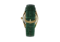 Peugeot Women's Green 36mm Fluted Bezel Watch with Leather Strap